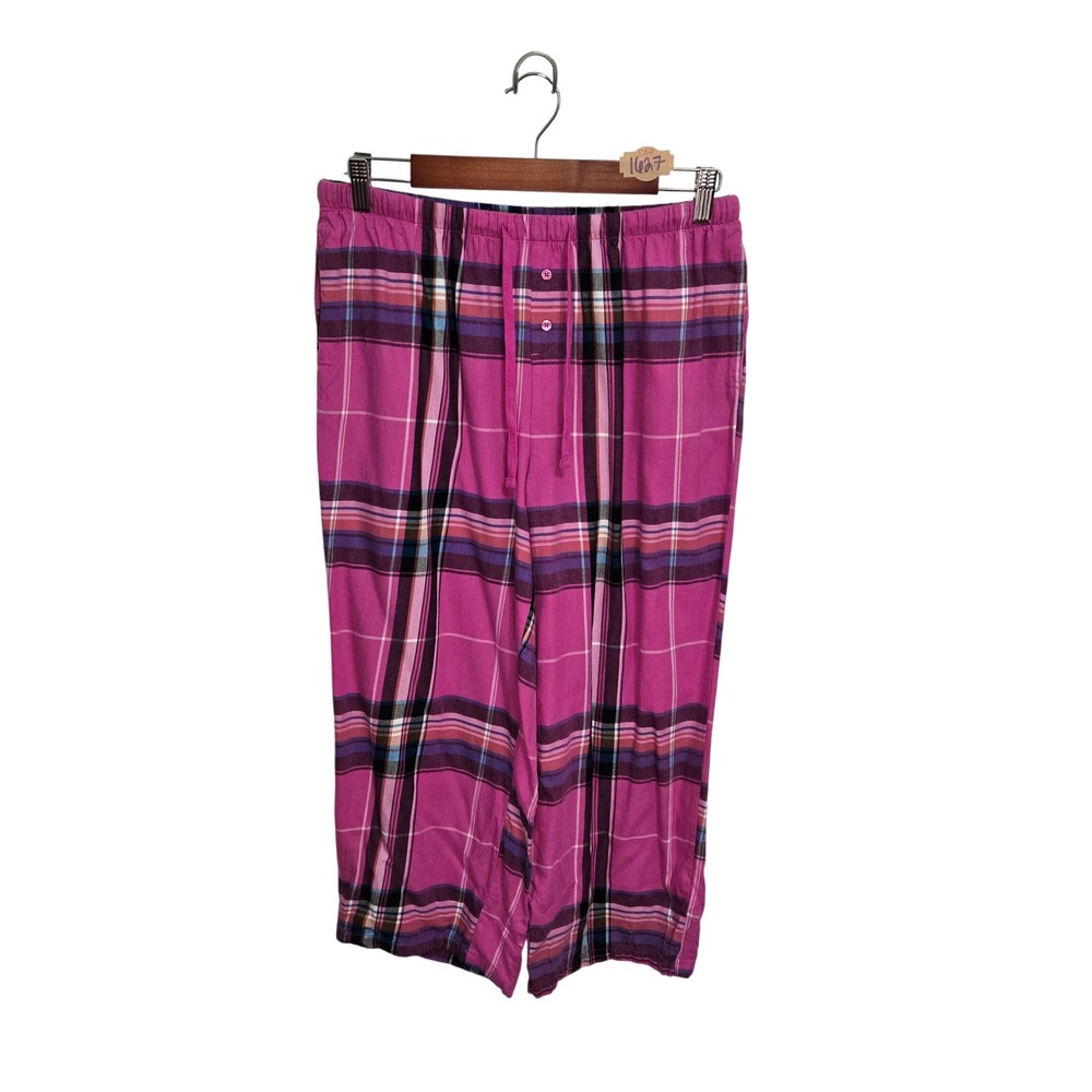 Joyspun Womens Pink Plaid Pajama Pants Size S 4-6 Drawstring Sleep Bottoms